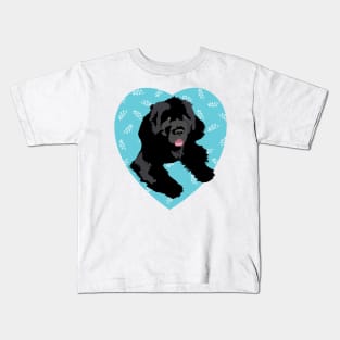 Newfoundland dog heart teal blue Kids T-Shirt